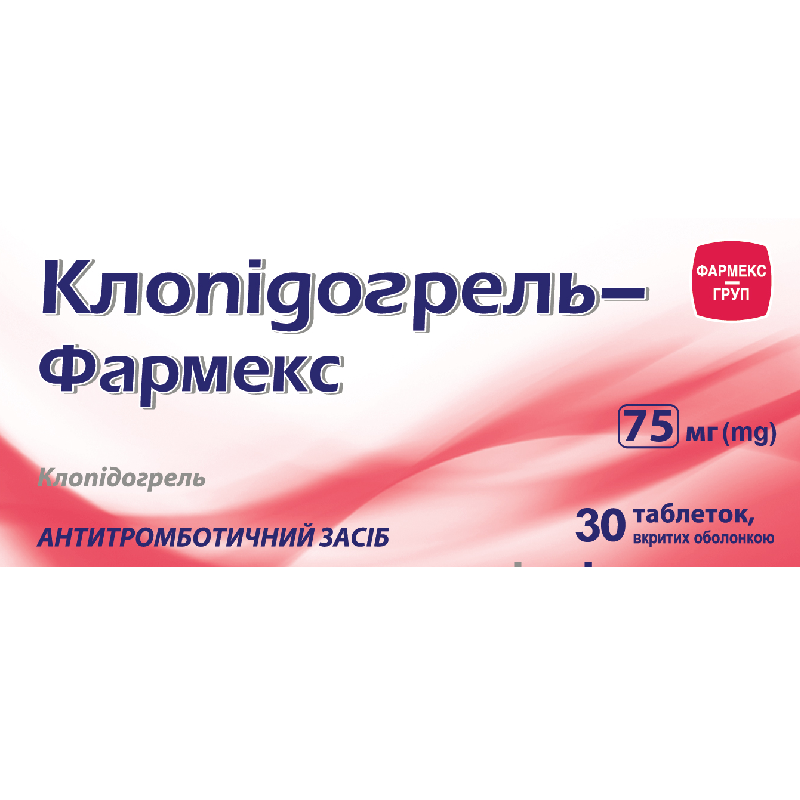 КЛОПІДОГРЕЛЬ-ФАРМЕКС, таблетки п/о, 75 мг № 30